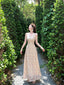 Apricot Pink Floral V Neck Ruched Maxi Dress