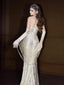 Ivory Sequin Mermaid Maxi Dress With Gloves