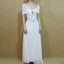 White Off Shoulder Ruched Mesh Panel A-Line Maxi Dress