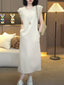 Ivory Lace Trim Flutter Sleeve Shift Midi Dress