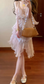 Blush Pleated Ruffle Tiered A-Line Mini Dress
