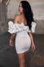 Off Shoulder Ruffle Sleeve Bodycon Mini Dress