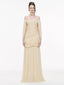 Sculpted Drape Off Shoulder Cape Maxi Dress