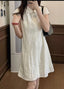 Ivory Peter Pan Collar Short Sleeve Waist-Defined A-Line Mini Dress