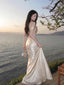 Ivory Cowl Neck Cutout Satin Mermaid Maxi Dress