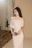 Asymmetric One Shoulder Draped Bodycon Midi Dress