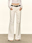 Beige High Waist Flare Denim Long Casual Pants - EveningVerse - 1