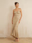Champagne Cross Back Sequin Mermaid Gown - EveningVerse - 7