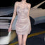 Pink Glitter Spaghetti Strap Mini Dress