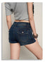 Dark Blue Low Rise Stretch Denim Shorts - EveningVerse - 1