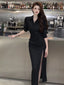 Black/Brown Collared Button Front Slit Shirt Maxi Dress
