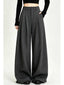 Gray/Black Pleated High Waist Wide Leg Extra Long Pants - EveningVerse - 10