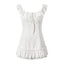 White Mini Dress Fit - and - Flare Square Neck Ruffled Sleeves Lace Tie Waist - EveningVerse - 4