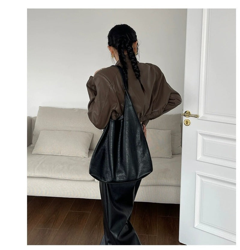 Slouchy Cowhide Shoulder Tote Bag