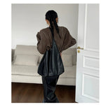 Slouchy Cowhide Shoulder Tote Bag