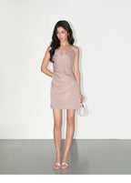 Cowl Neck Satin Slip Mini Dress with Adjustable Straps