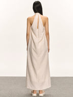 Lyocell Linen V Neck Sleeveless A-Line Maxi Dress