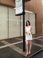 Square Neck 100% Linen Shift Mini Dress