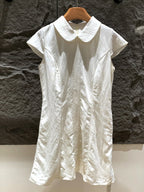 Ivory Peter Pan Collar Short Sleeve Waist-Defined A-Line Mini Dress