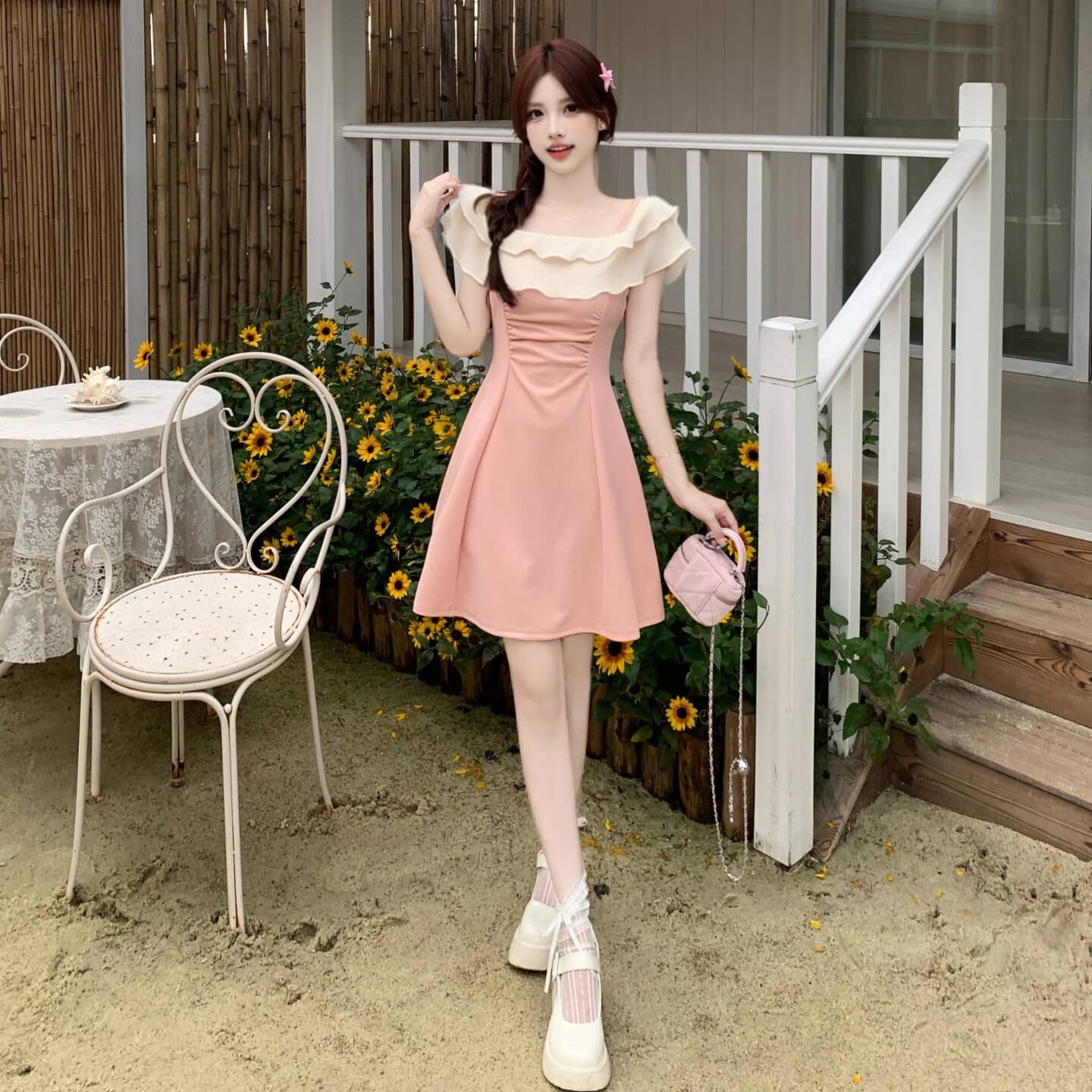 Ruffle Off-Shoulder A-Line Dress