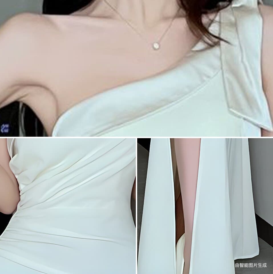 Cream One Shoulder Ruched Mermaid Maxi Dress