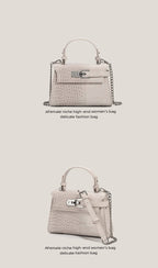 Croc-Embossed Mini Handbag with Detachable Strap