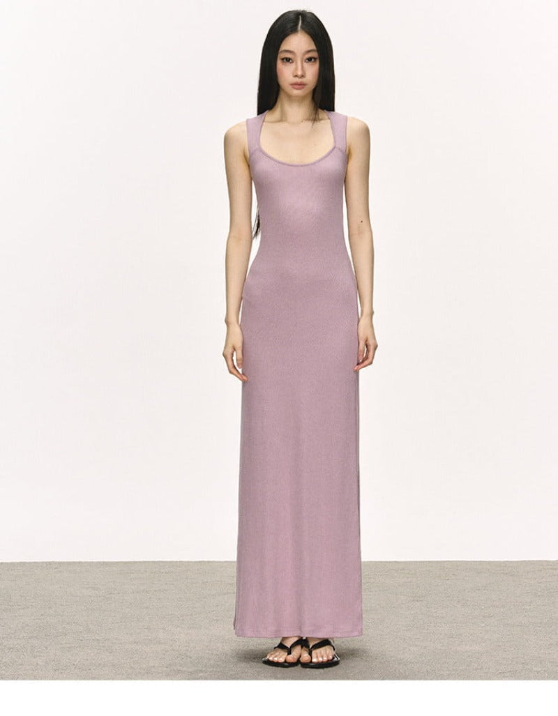 Scoop Neck Sleeveless Ribbed Knit Bodycon Maxi Dress Secondary image