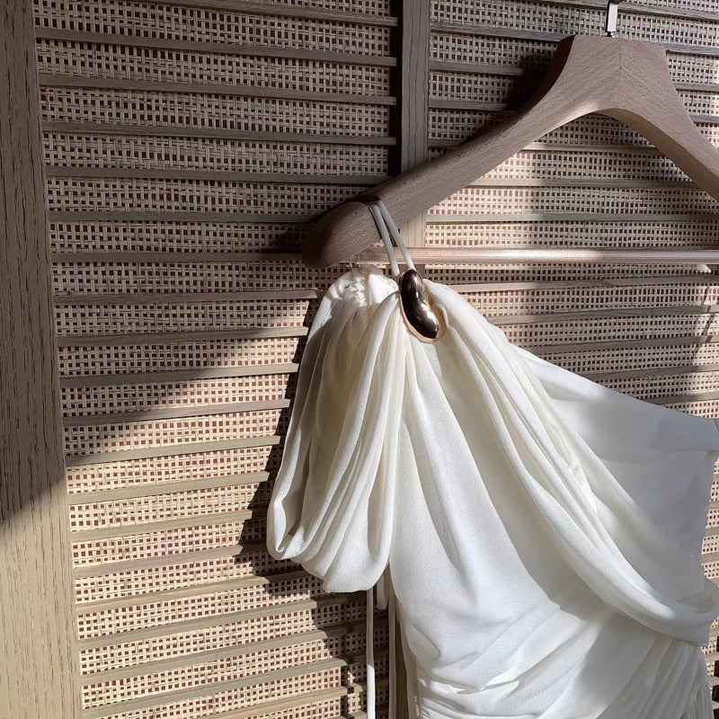 One Shoulder Ruched Maxi Dress