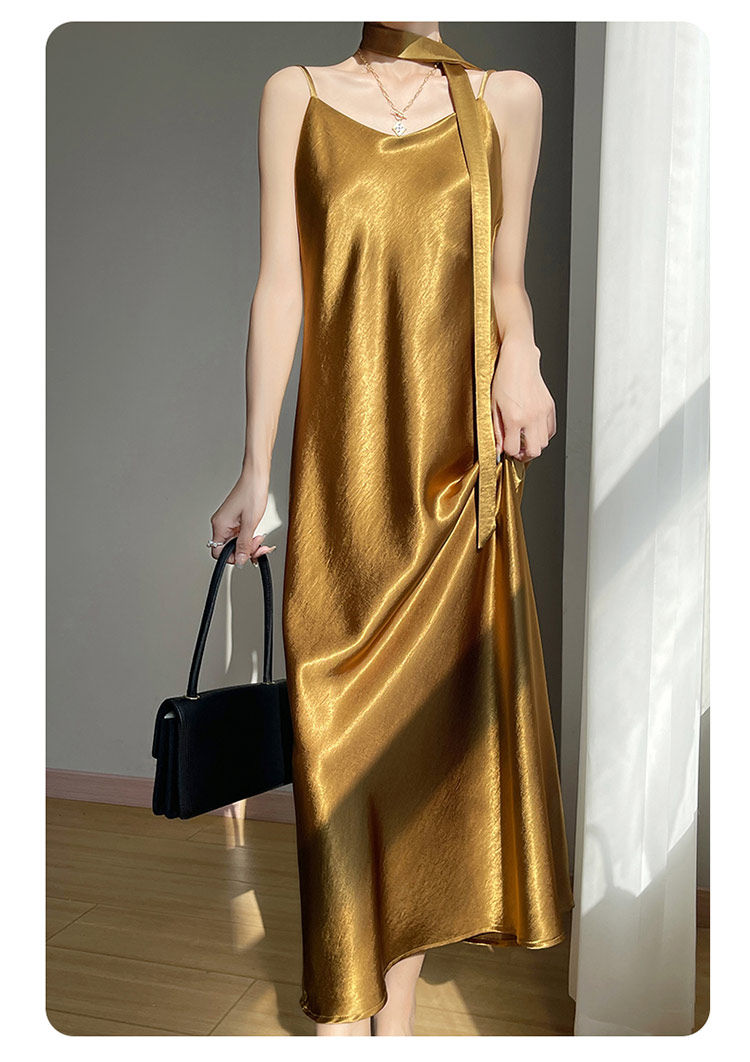 Satin V-Neck Cami Maxi Dress