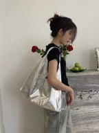 Slouchy Oversized PU Leather Shoulder Tote Bag