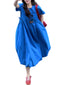 Plus Size Blue Short Sleeve Pocket Shift Maxi Dress