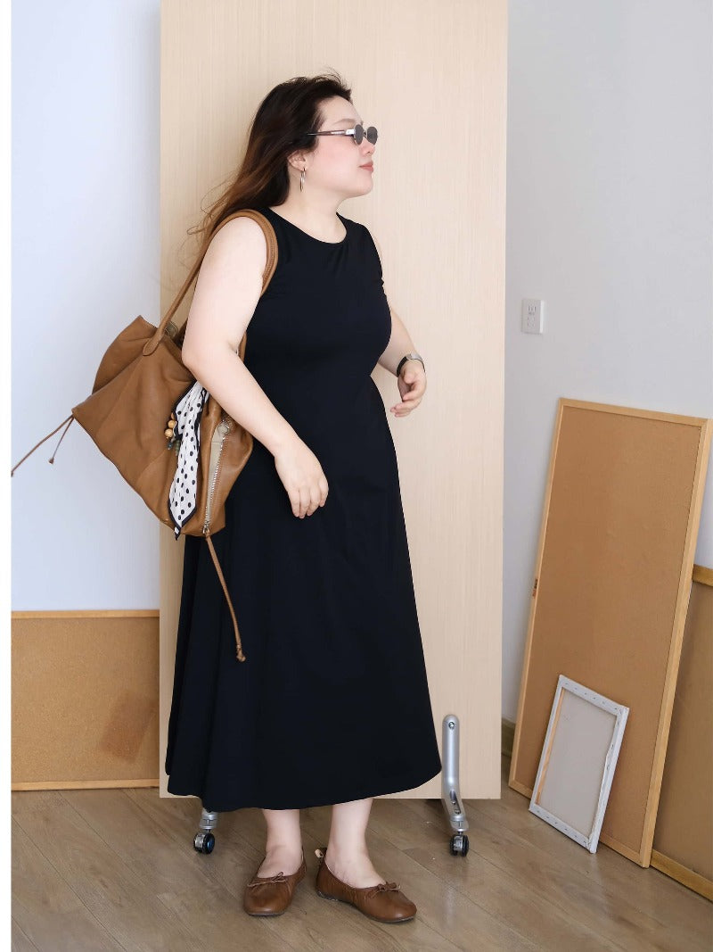 Plus Size Sleeveless High Waist A-Line Maxi Dress