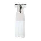 Romantic Ivory Lace Mesh Tiered Asymmetric Midi Dress