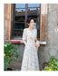 Soft Floral V-Neck Puff Sleeve A-Line Maxi Dress