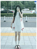 White Bow Halter A-Line Mini Dress