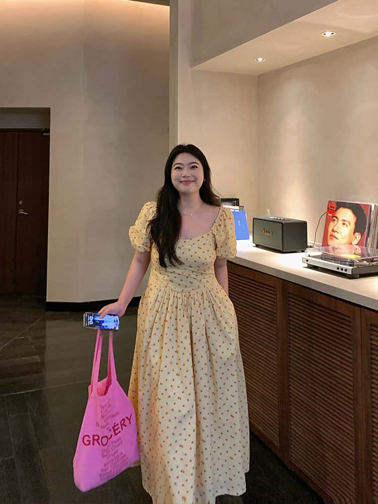 Yellow Floral Off Shoulder Puff Sleeve A-Line Maxi Dress