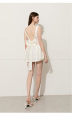White Square Neck A-Line Mini Dress
