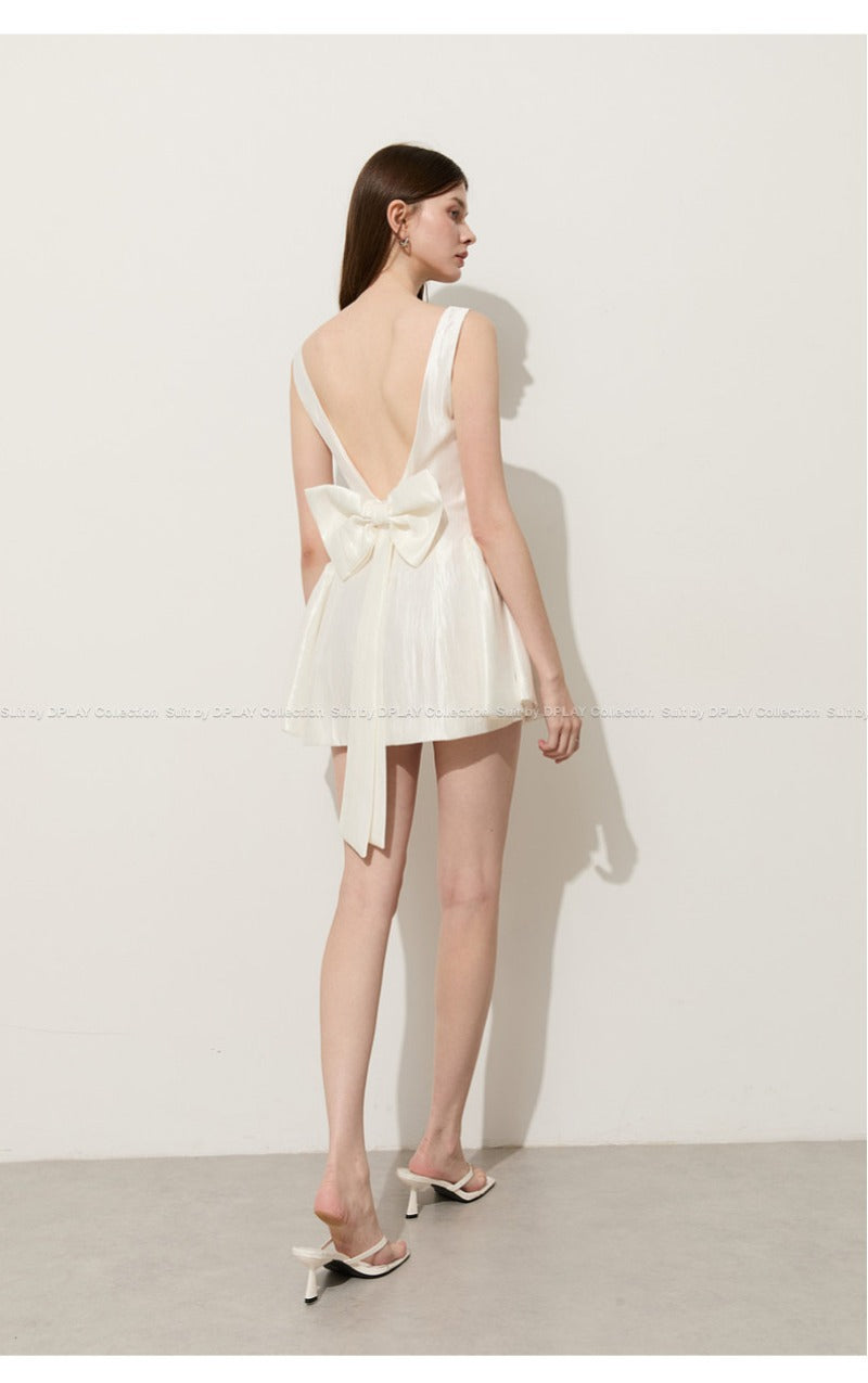 White Square Neck A-Line Mini Dress