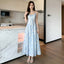 French Style Printed Tie Front Cami A-Line Maxi Dress