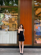 Square Neck 100% Linen Shift Mini Dress