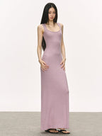 Scoop Neck Sleeveless Ribbed Knit Bodycon Maxi Dress
