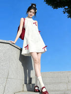 White Bow Halter A-Line Mini Dress