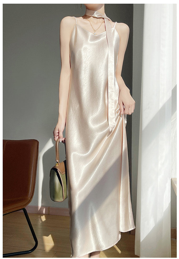 Satin V-Neck Cami Maxi Dress