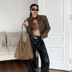 Slouchy Cowhide Shoulder Tote Bag