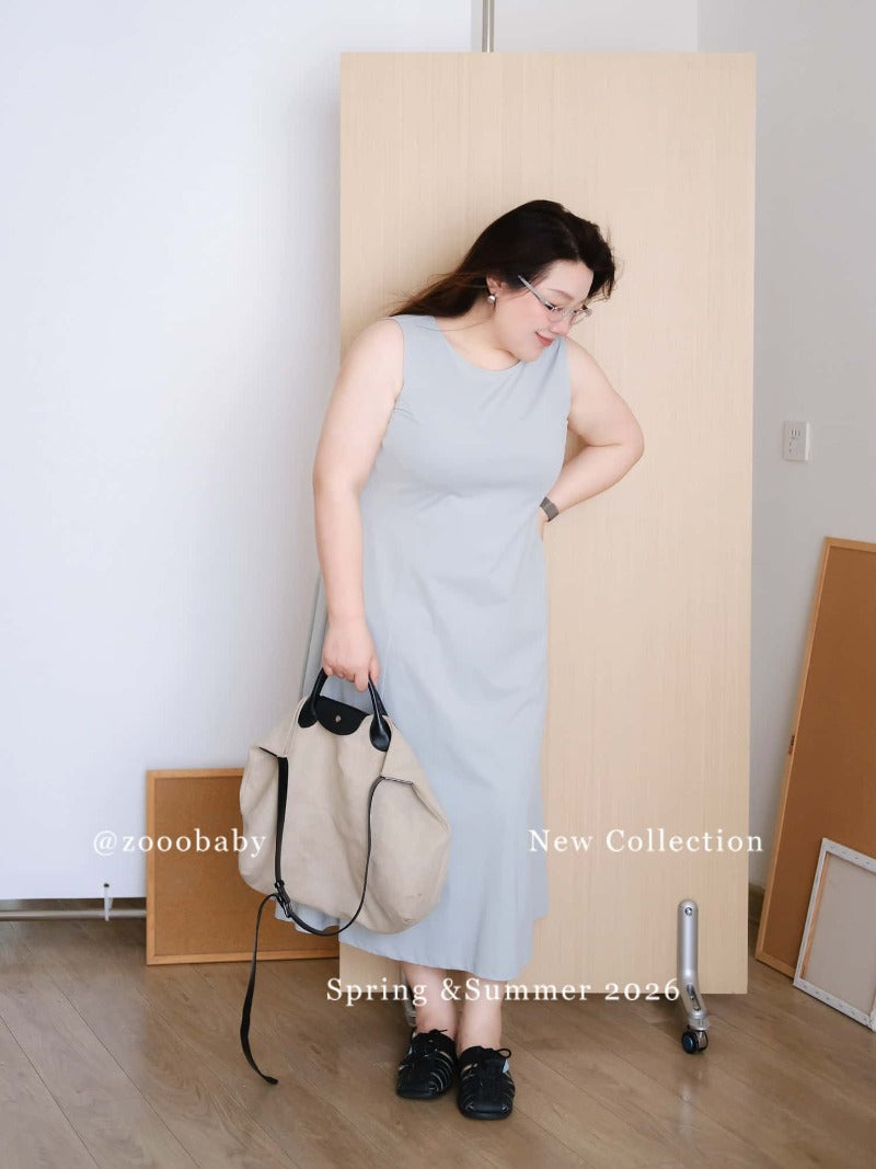 Plus Size Sleeveless High Waist A-Line Maxi Dress