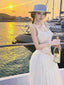 Ivory Lace Trim Backless Tie Back A-Line Maxi Dress