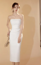Ivory Strapless Ruched Bodycon Dress