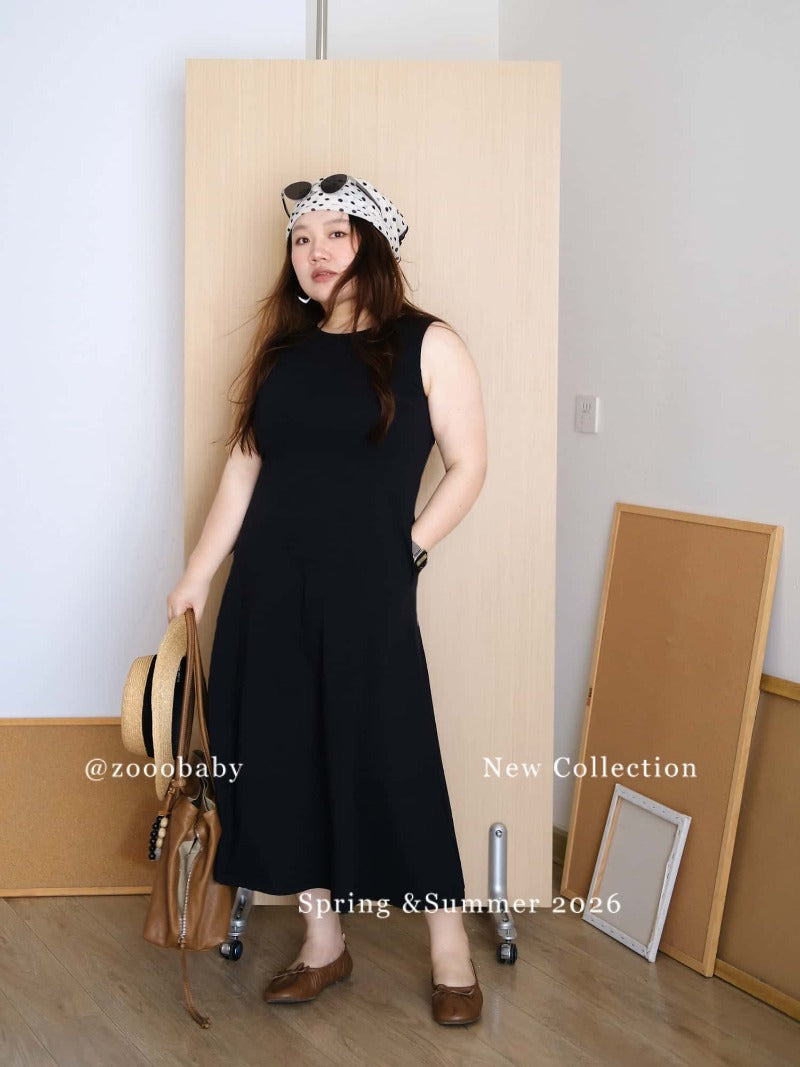 Plus Size Sleeveless High Waist A-Line Maxi Dress