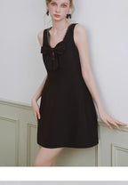 Bow V-Neck A-Line Mini Dress