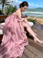 Dreamscape Lace Off Shoulder High Low Maxi Dress
